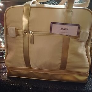 Liz Claiborne curve weekender bag, shimmery Cream Canvas and Metallic Bronze